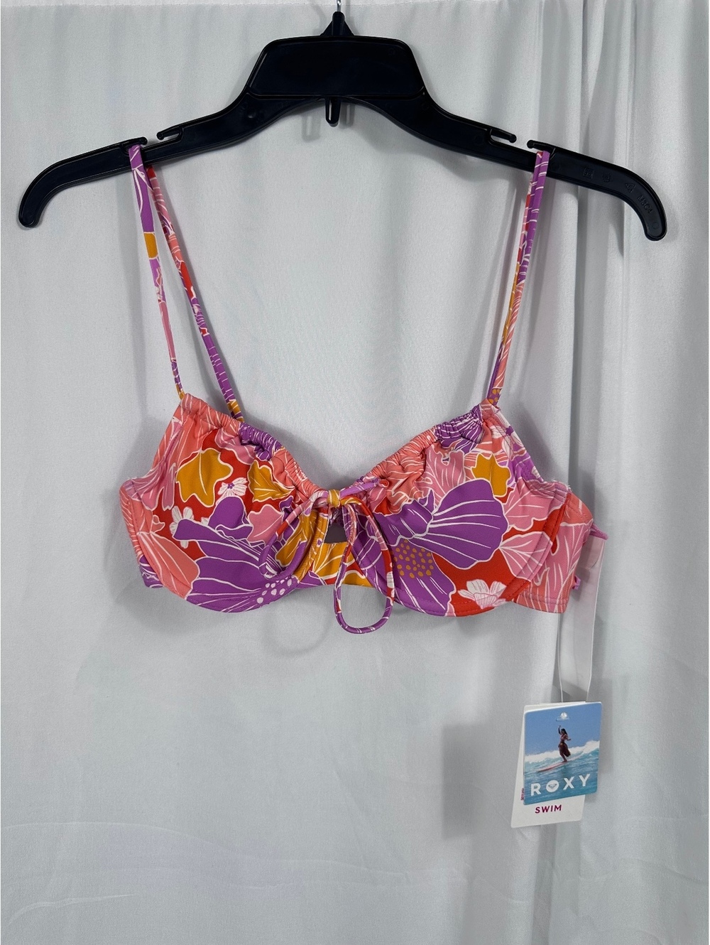 Roxy Bell Bottom Blooms Ruched Underwire Bikini Top - Size Small